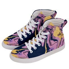 Pink Black And Yellow Abstract Painting Men s Hi-top Skate Sneakers