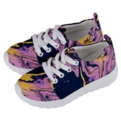 Pink Black And Yellow Abstract Painting Kids  Lightweight Sports Shoes