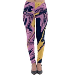 Pink Black And Yellow Abstract Painting Lightweight Velour Leggings by Jancukart