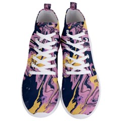 Pink Black And Yellow Abstract Painting Men s Lightweight High Top Sneakers