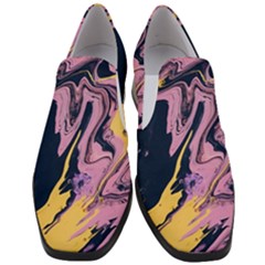 Pink Black And Yellow Abstract Painting Women Slip On Heel Loafers by Jancukart