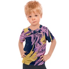 Pink Black And Yellow Abstract Painting Kids  Sports Tee