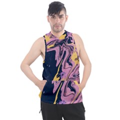 Pink Black And Yellow Abstract Painting Men s Sleeveless Hoodie by Jancukart