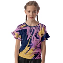 Pink Black And Yellow Abstract Painting Kids  Cut Out Flutter Sleeves by Jancukart