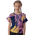 Pink Black And Yellow Abstract Painting Kids  Cut Out Flutter Sleeves View1