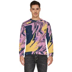 Pink Black And Yellow Abstract Painting Men s Fleece Sweatshirt by Jancukart