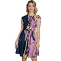 Pink Black And Yellow Abstract Painting Cap Sleeve High Waist Dress View1