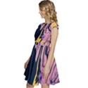 Pink Black And Yellow Abstract Painting Cap Sleeve High Waist Dress View2