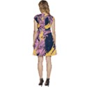 Pink Black And Yellow Abstract Painting Cap Sleeve High Waist Dress View4