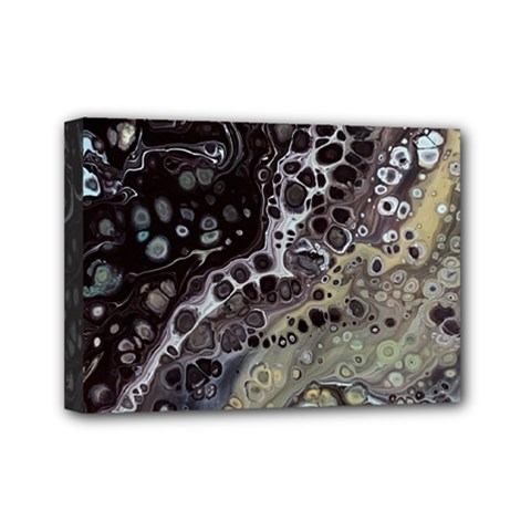 Black Marble Abstract Pattern Texture Mini Canvas 7  X 5  (stretched)