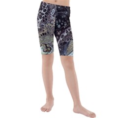 Black Marble Abstract Pattern Texture Kids  Mid Length Swim Shorts