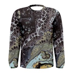 Black Marble Abstract Pattern Texture Men s Long Sleeve Tee by Jancukart