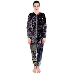 Black Marble Abstract Pattern Texture Onepiece Jumpsuit (ladies) by Jancukart