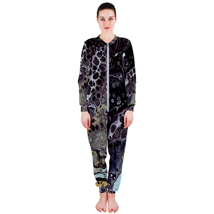 Black Marble Abstract Pattern Texture OnePiece Jumpsuit (Ladies)