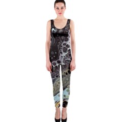 Black Marble Abstract Pattern Texture One Piece Catsuit by Jancukart