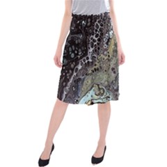 Black Marble Abstract Pattern Texture Midi Beach Skirt