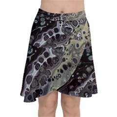 Black Marble Abstract Pattern Texture Chiffon Wrap Front Skirt