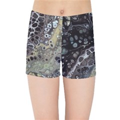 Black Marble Abstract Pattern Texture Kids  Sports Shorts by Jancukart