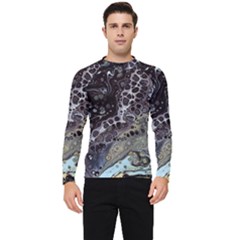 Black Marble Abstract Pattern Texture Men s Long Sleeve Rash Guard by Jancukart