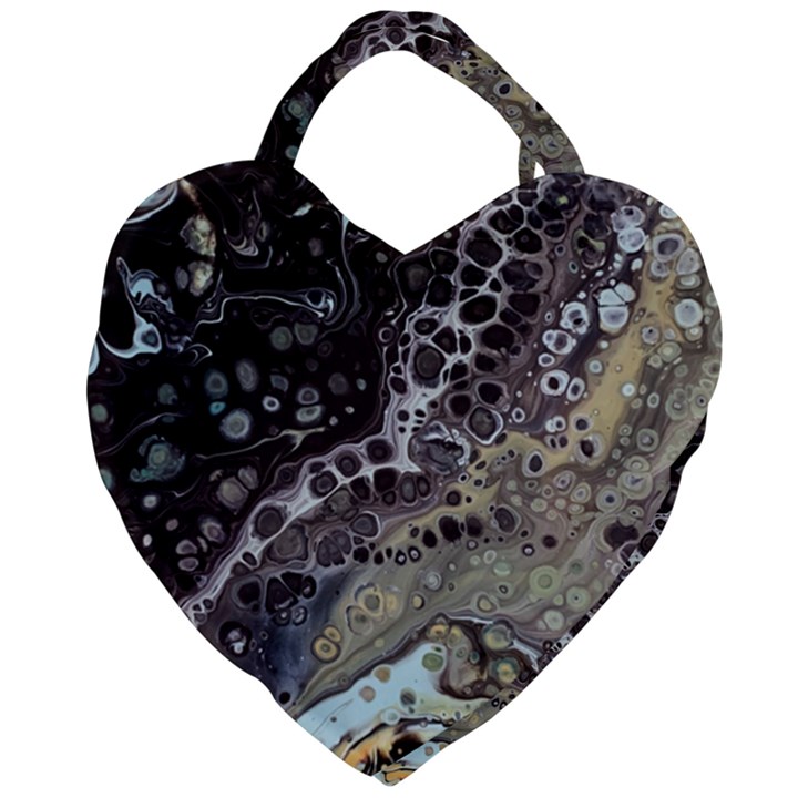 Black Marble Abstract Pattern Texture Giant Heart Shaped Tote