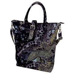 Black Marble Abstract Pattern Texture Buckle Top Tote Bag