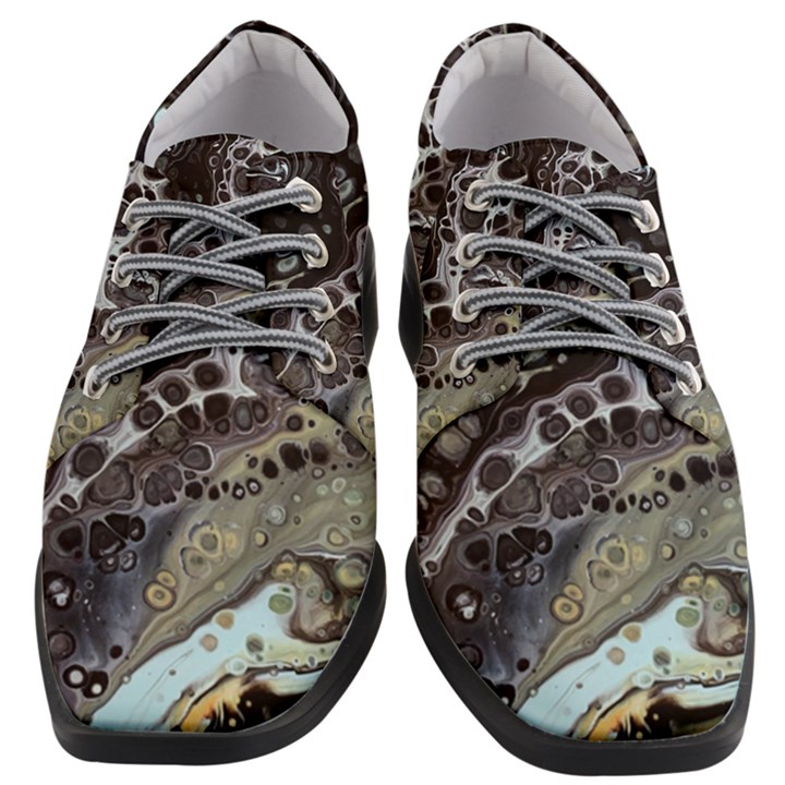 Black Marble Abstract Pattern Texture Women Heeled Oxford Shoes