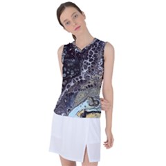 Black Marble Abstract Pattern Texture Women s Sleeveless Sports Top