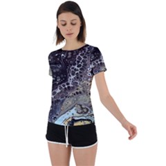 Black Marble Abstract Pattern Texture Back Circle Cutout Sports Tee