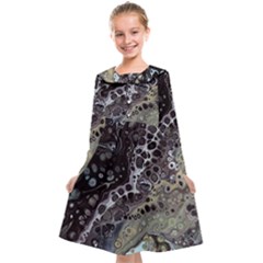 Black Marble Abstract Pattern Texture Kids  Midi Sailor Dress