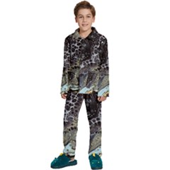 Black Marble Abstract Pattern Texture Kids  Long Sleeve Velvet Pajamas Set