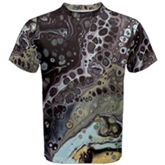 Black Marble Abstract Pattern Texture Men s Cotton Tee by Jancukart