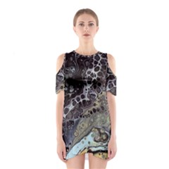 Black Marble Abstract Pattern Texture Shoulder Cutout One Piece Dress