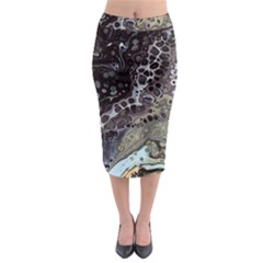 Black Marble Abstract Pattern Texture Midi Pencil Skirt