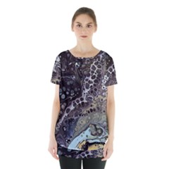 Black Marble Abstract Pattern Texture Skirt Hem Sports Top