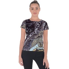 Black Marble Abstract Pattern Texture Short Sleeve Sports Top 