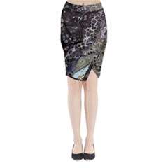 Black Marble Abstract Pattern Texture Midi Wrap Pencil Skirt by Jancukart