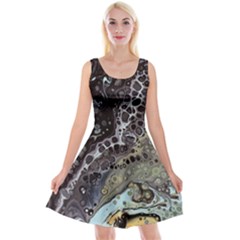 Black Marble Abstract Pattern Texture Reversible Velvet Sleeveless Dress