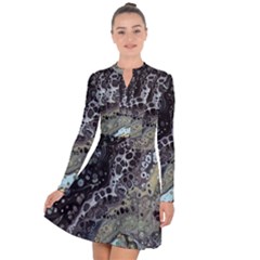 Black Marble Abstract Pattern Texture Long Sleeve Panel Dress