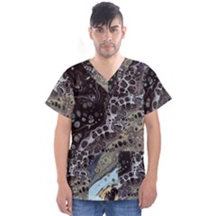 Black Marble Abstract Pattern Texture Men s V-neck Scrub Top