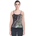 Black Marble Abstract Pattern Texture Velvet Spaghetti Strap Top View1