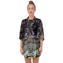 Black Marble Abstract Pattern Texture Half Sleeve Chiffon Kimono by Jancukart