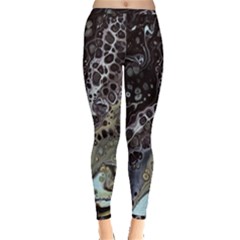 Black Marble Abstract Pattern Texture Inside Out Leggings