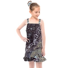 Black Marble Abstract Pattern Texture Kids  Overall Dress