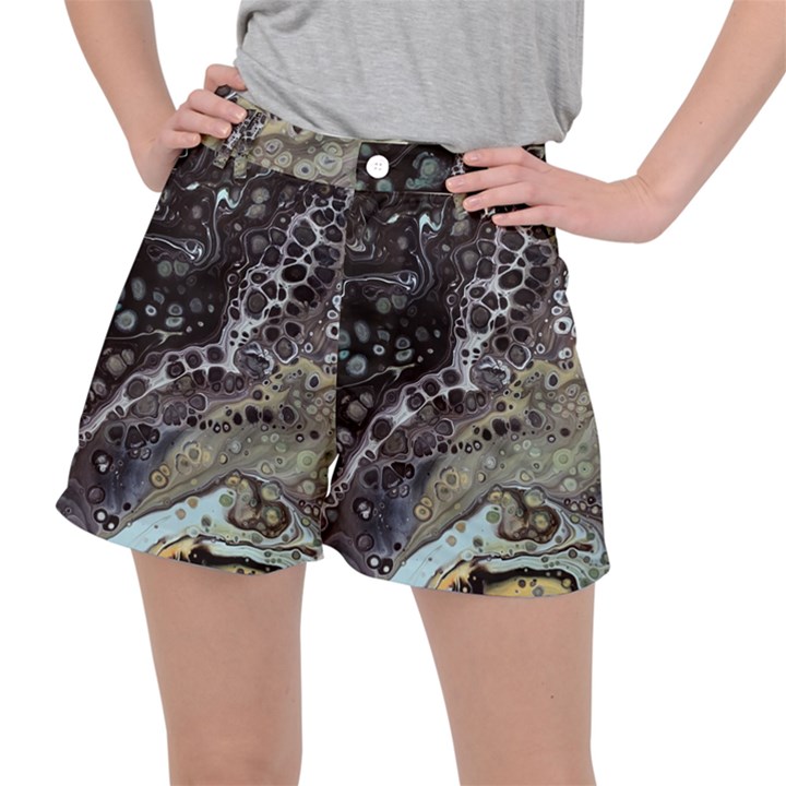 Black Marble Abstract Pattern Texture Ripstop Shorts