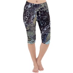 Black Marble Abstract Pattern Texture Lightweight Velour Cropped Yoga Leggings