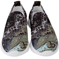 Black Marble Abstract Pattern Texture Kids  Slip On Sneakers