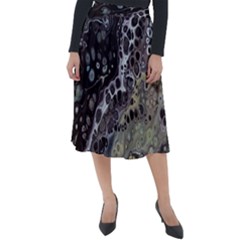 Black Marble Abstract Pattern Texture Classic Velour Midi Skirt  by Jancukart