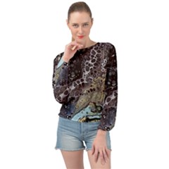 Black Marble Abstract Pattern Texture Banded Bottom Chiffon Top