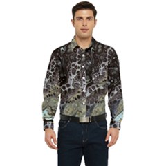 Black Marble Abstract Pattern Texture Men s Long Sleeve Pocket Shirt  by Jancukart