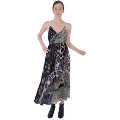 Black Marble Abstract Pattern Texture Tie Back Maxi Dress